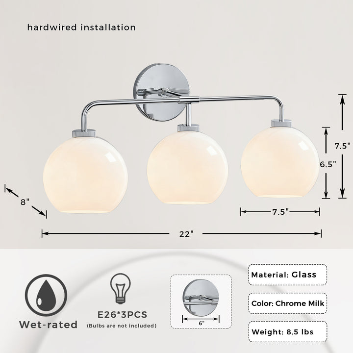 Blown Glass Steel Frame Triple Sconce Collection - Stylish Glass Sconce Options, Bathroom Sconces