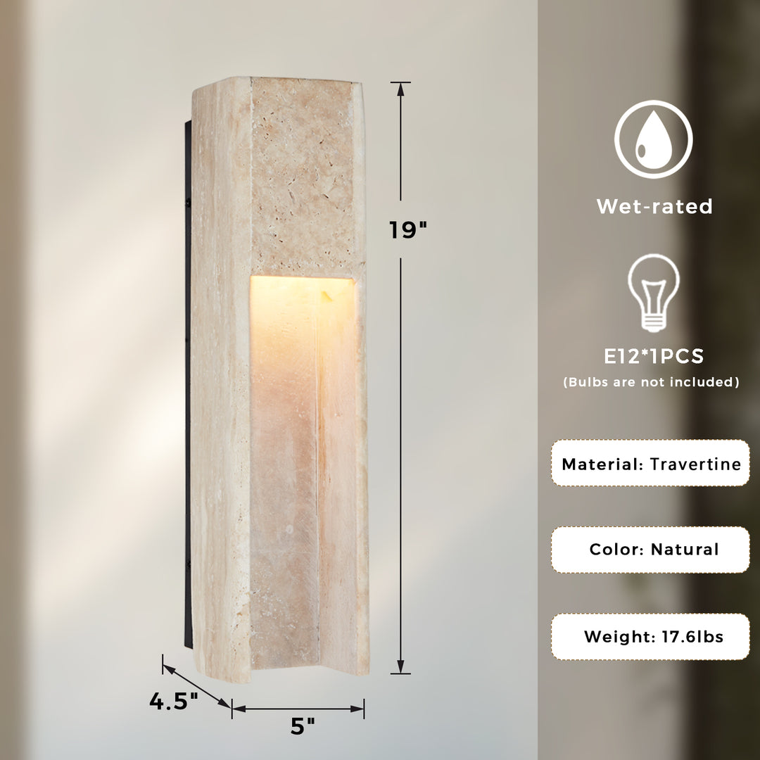 Travertine Polished Stainless Steel Canopy Indoor/Outdoor Sconce - Elegant Industrial Wall Lighting