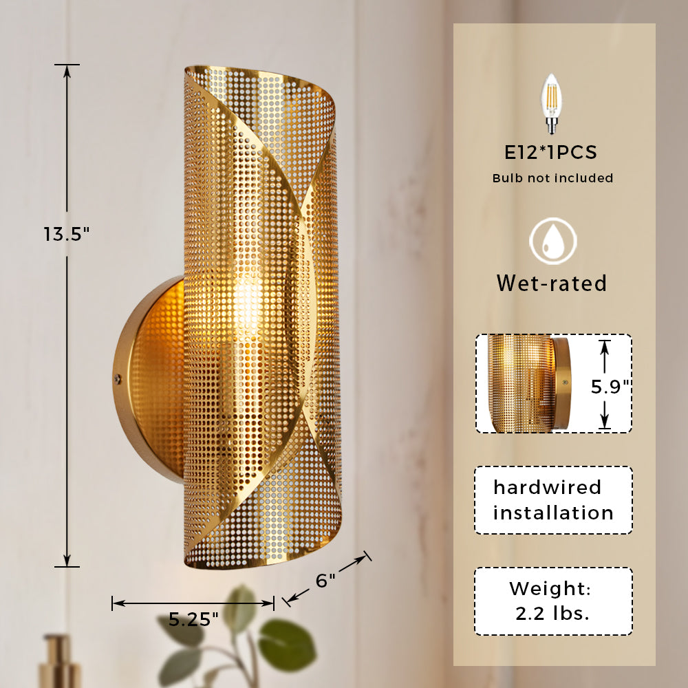 Curl Perforated Sconce 1-Light - Perfect for Kitchen and Bedroom Wall Sconces