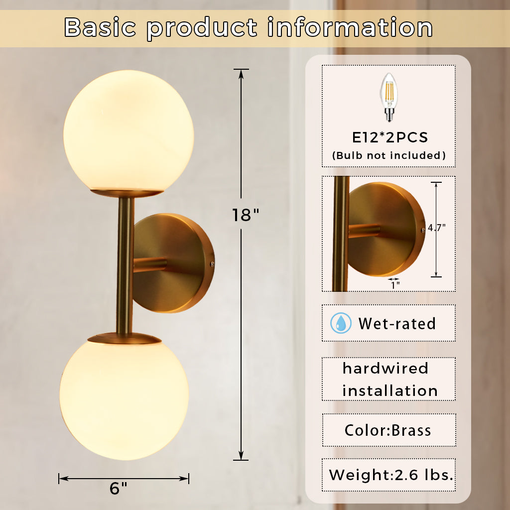 Fiberglass Glow Double Wall Sconce: Cast Fiberglass with White Textured Finish and Pewter/Gold Accents for Kitchen, Bathroom, Outdoor