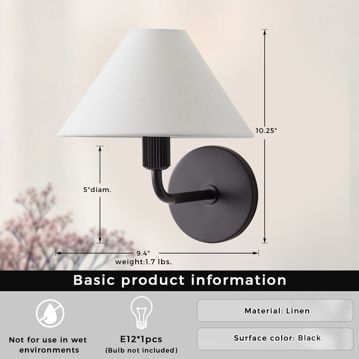 Elegant Linen Glow Sconce - Architectural Design Tapered Shade Wall Sconce for Bedroom and Living Room - A Statement Piece of Elegance and Sophistication