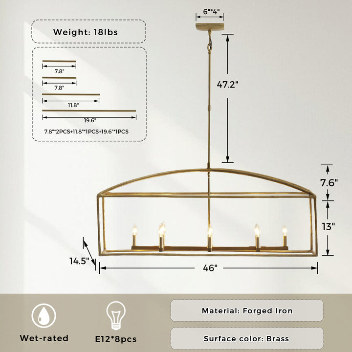ForgeCurve Dining Chandelier - Modern Hand-Forged Chandelier with Organic Curves Suitable for Dining Room And Living Room