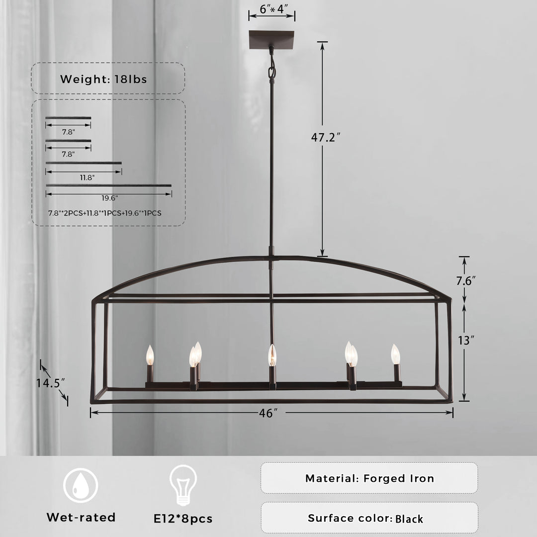ForgeCurve Dining Chandelier - Modern Hand-Forged Chandelier with Organic Curves Suitable for Dining Room And Living Room