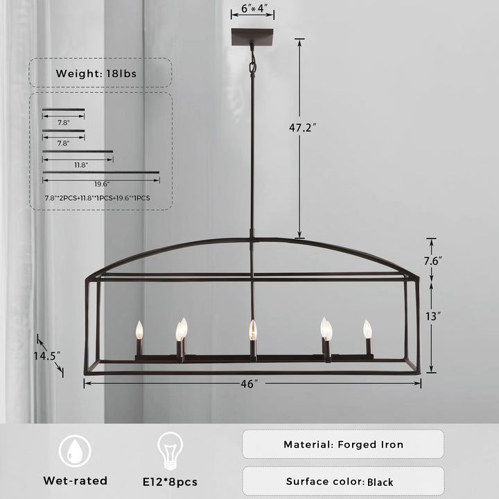 ForgeCurve Dining Chandelier - Modern Hand-Forged Chandelier with Organic Curves Suitable for Dining Room And Living Room