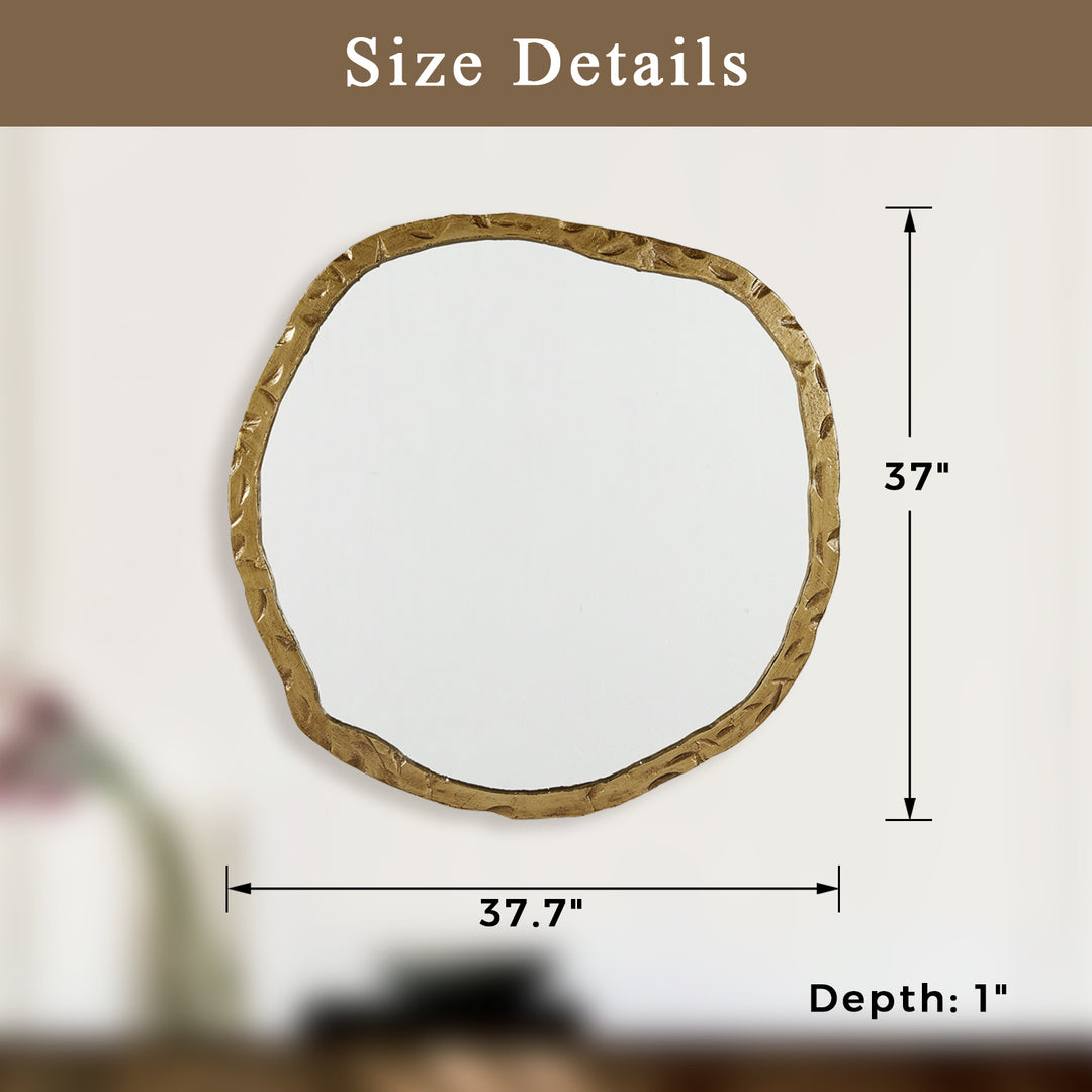 Artisan's Oversized Round Mirror with Rough-Hewn Black Aluminum Frame-Oversized round mirror