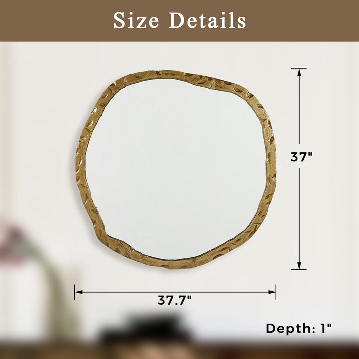 Artisan's Oversized Round Mirror with Rough-Hewn Black Aluminum Frame-Oversized round mirror