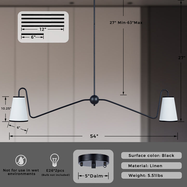 Jonas Linear Chandelier- Design with minimal elegant - Perfect Light Fixtures for Dining Room and Living Room