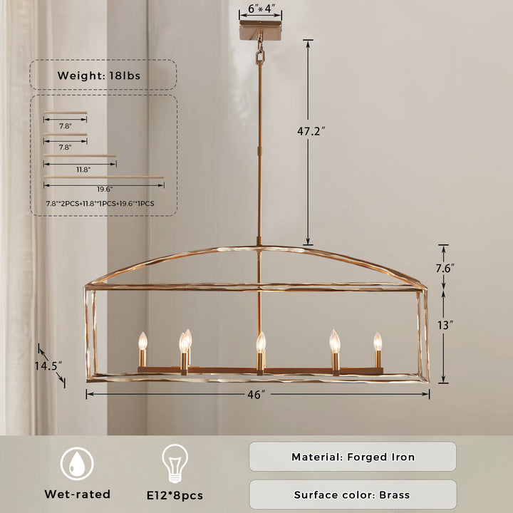ForgeCurve Dining Chandelier - Modern Hand-Forged Chandelier with Organic Curves Suitable for Dining Room And Living Room