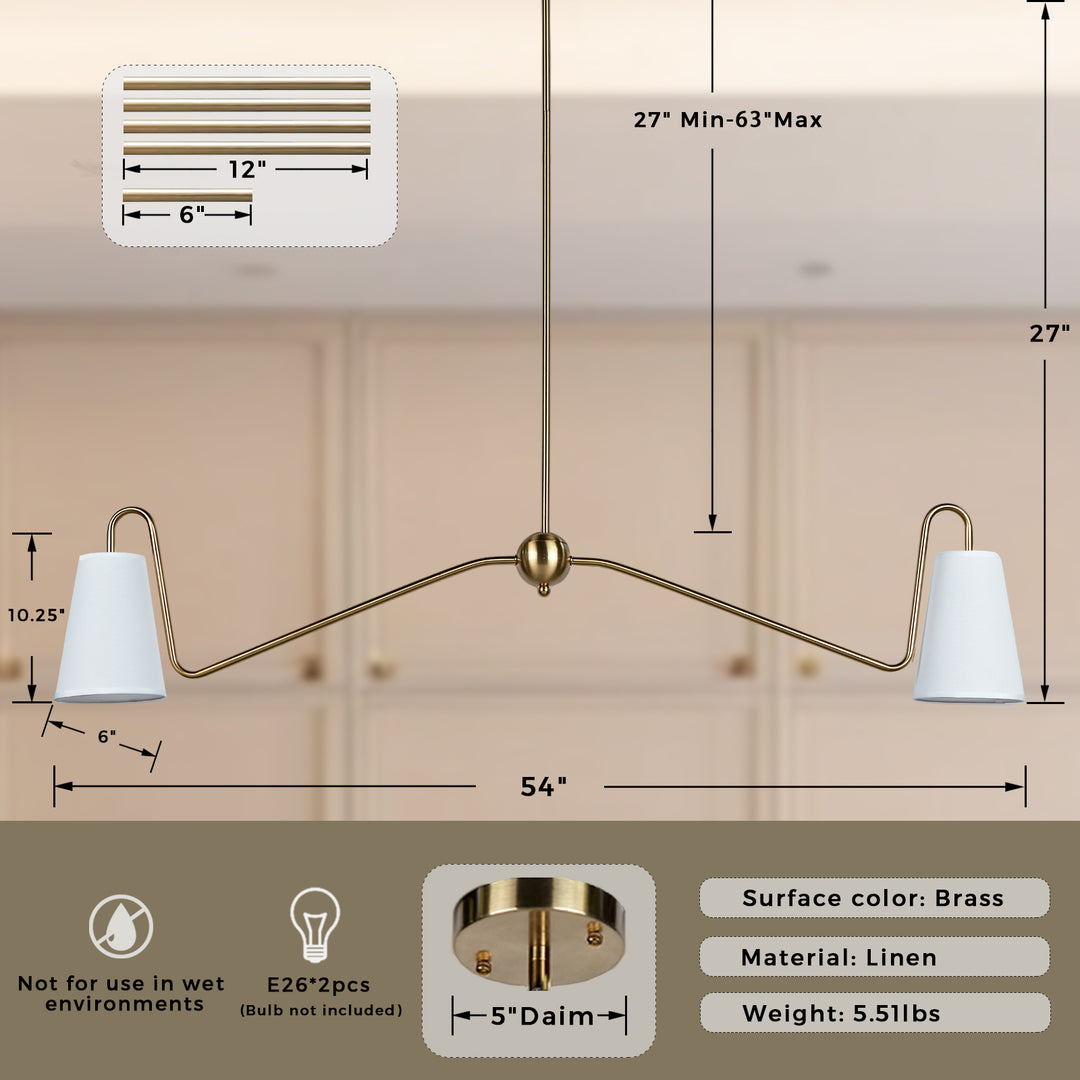 Jonas Linear Chandelier- Design with minimal elegant - Perfect Light Fixtures for Dining Room and Living Room