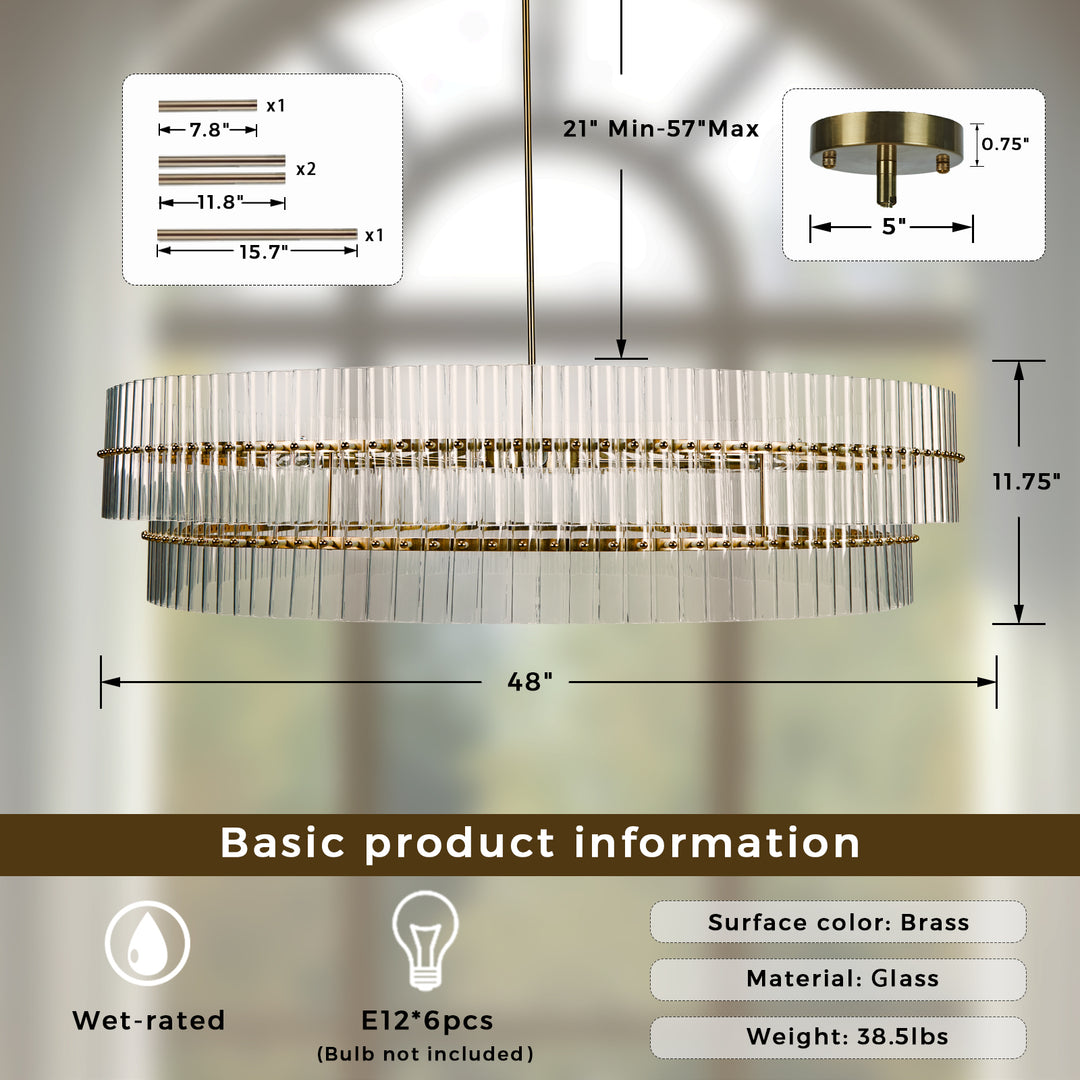 Mallory Crystal elegant retro brass round chandelier pure crystal created for living room, kitchen