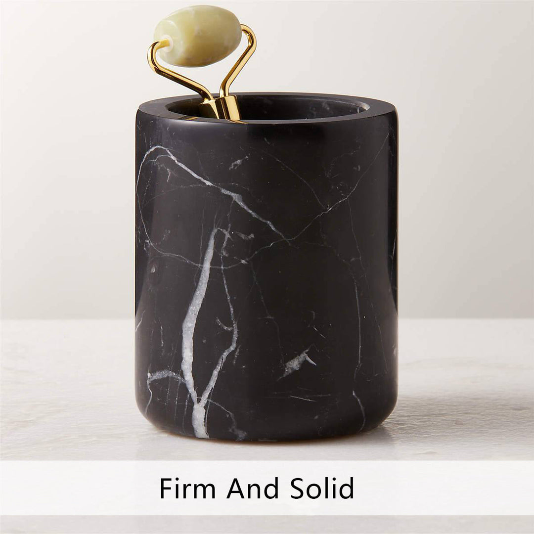 Handcrafted Black Marquina Marble Bath Accessories - Unique and Chic Bathroom Supplies for Elegant Decor