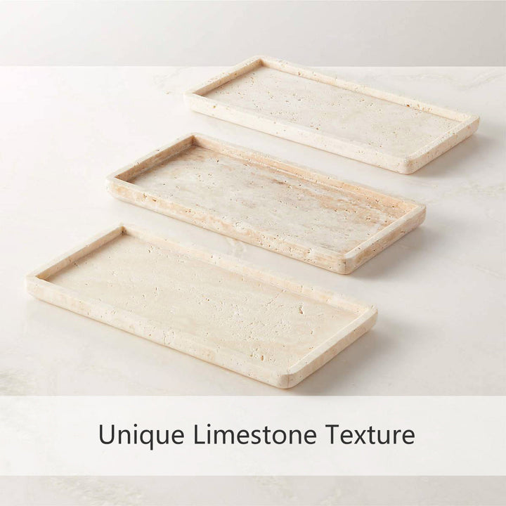 Nature's Touch Travertine Bath Accessories with Organic Edge and Unique Variations for Rustic Bathroom Decor