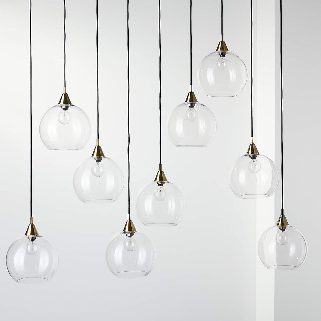 Industrial Modern Glass Globe Pendant - Sleek Chandelier with Clear Glass Shades, Suitable for Dining Room And Living Room