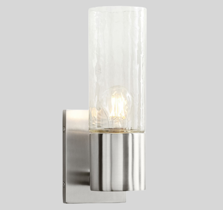 Transparent Glass Cylinder - Sleek Handcrafted Wall Lamps for Optimal Light, Suitable for Bathrooms and Living Rooms