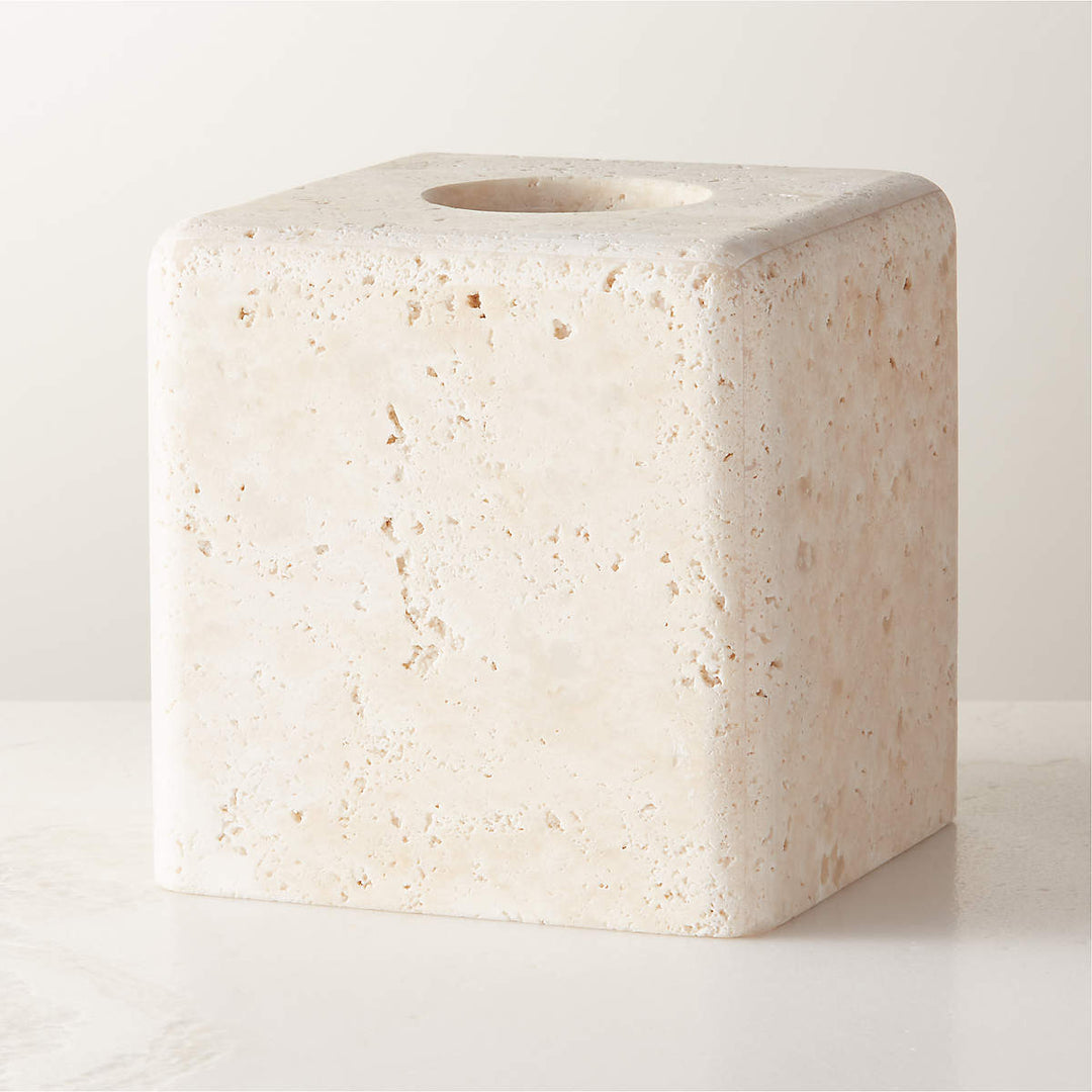 Nature's Touch Travertine Bath Accessories with Organic Edge and Unique Variations for Rustic Bathroom Decor