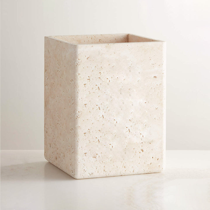 Nature's Touch Travertine Bath Accessories with Organic Edge and Unique Variations for Rustic Bathroom Decor