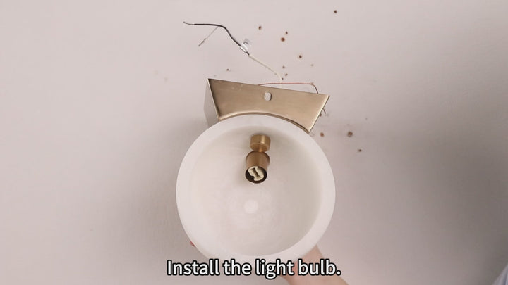 Engraved Elegance Alabaster Sconce: Handcarved Alabaster Wall Light with Globe-like Contours and Burnished Brass for Living Room, Kitchen, or Bedroom Wall Lighting