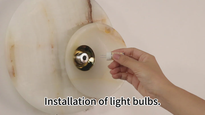 Opaline Cream Sculpture Wall Sconce: Natural Cream Onyx with Opaque White Glass Globe Bulb, Sculptural Design for Living Room, Bathroom, or Bedroom Wall Lighting