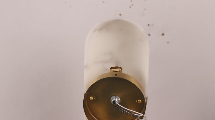 Alabaster Metal Damp Rated Hardwire Sconce - Alabaster and Metal Construction - Ideal for Wall Sconces, Bathroom Sconce, Kitchen Sconce, and Exterior Wall Lights