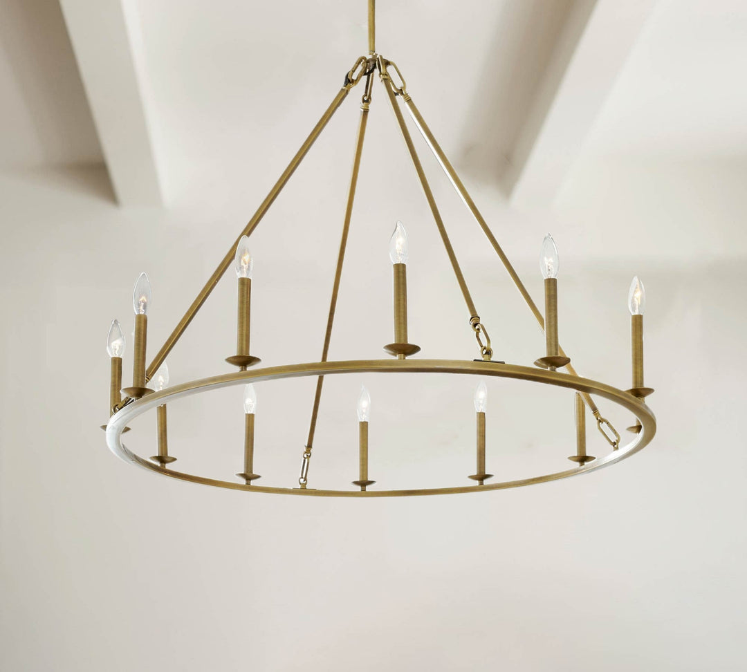 Warm Glow Forged Ring Candelabra Chandelier - Steel Construction with a Cozy Warm Glow - Perfect Pendant Light for Living Room and Elegant Hanging Light Fixture