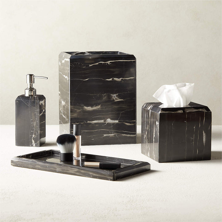 Silver Dragon Marble Luxe Bath Accessories with Soft Sheen for Elegant Bathroom