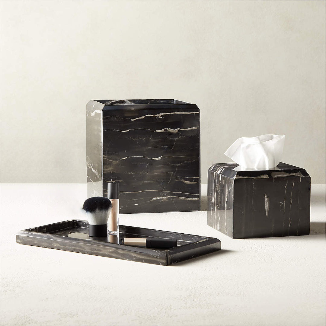 Silver Dragon Marble Luxe Bath Accessories with Soft Sheen for Elegant Bathroom